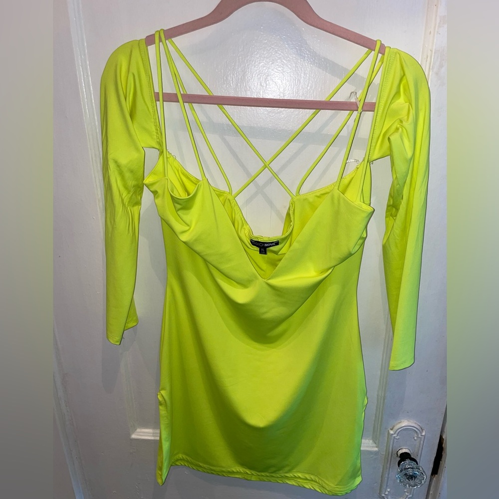 Fashion Nova- Neon Yellow Mini Dress
